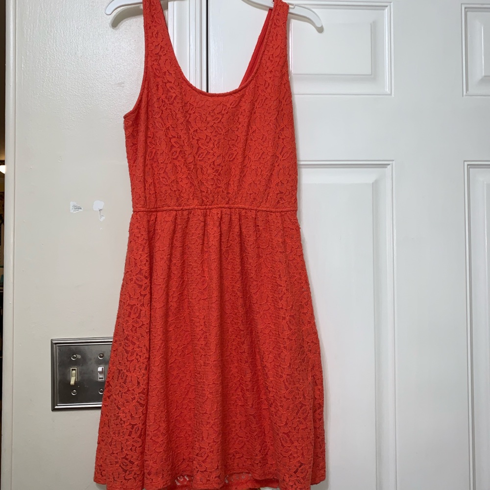 Coral Floral Lace Dress